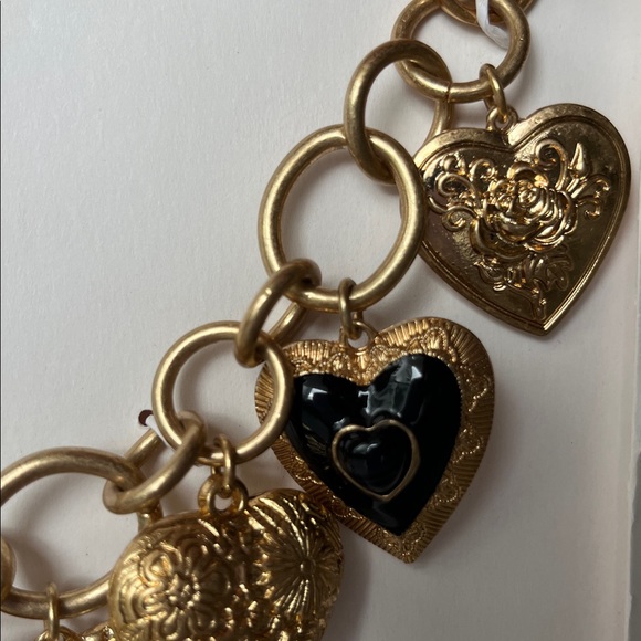Zara Gold and Black Heart Charm Necklace - Picture 5 of 7